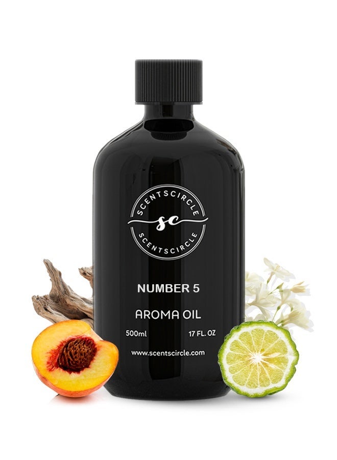 Scentscircle Number 5 Fragrance Diffuser Oil 500ml with Ylang-Ylang, Bergamot & Neroli | Jasmine, Rose & Lily-of-the-Valley Heart | Sandalwood, Vanilla & Vetiver Base for Offices, Homes, Shops, Hotel Rooms & Lobby | Scentscircle - Image 1